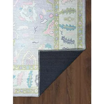 Modern Oushak Rug, Vintage Turkish Colorful Oriental Antique Inspired Area Rugs, Luxury Washable Living Room Bedroom Home Nursery 5'9 x 8'9