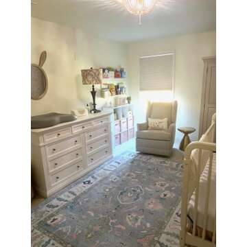 Modern Oushak Rug, Vintage Turkish Colorful Oriental Antique Inspired Area Rugs, Luxury Washable Living Room Bedroom Home Nursery 5'9 x 8'9