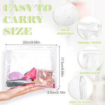 Xuniea 50 Pieces Mini Clear Makeup Bag Small Clear Zipper Pouch Travel Bag for Toiletries Plastic Cosmetic Organizer Waterproof for Women Men Vacation(8.6'',Transparent)