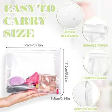 Xuniea 50 Pieces Mini Clear Makeup Bag Small Clear Zipper Pouch Travel Bag for Toiletries Plastic Cosmetic Organizer Waterproof for Women Men Vacation(8.6'',Transparent)