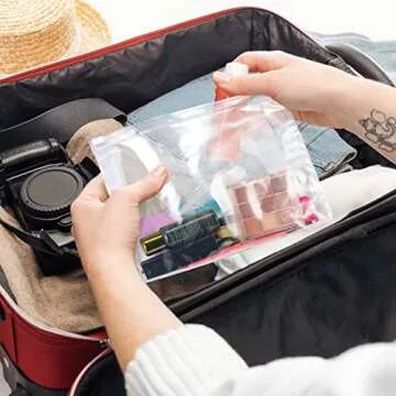 Xuniea 50 Pieces Mini Clear Makeup Bag Small Clear Zipper Pouch Travel Bag for Toiletries Plastic Cosmetic Organizer Waterproof for Women Men Vacation(8.6'',Transparent)