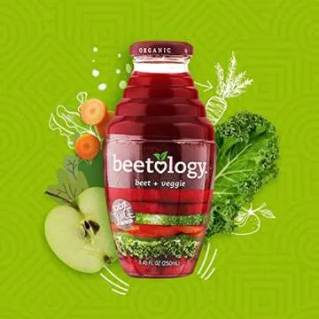 Beetology Organic Beet and Veggie Juice 8.45oz (6 Pack) | 100% Cold Pressed | Heart Healthy | Nutrient Packed Vegetable Juice | Vibrant Flavor