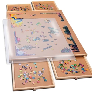 PlayVibe 1000 Piece Puzzle Board with Drawers and Cover