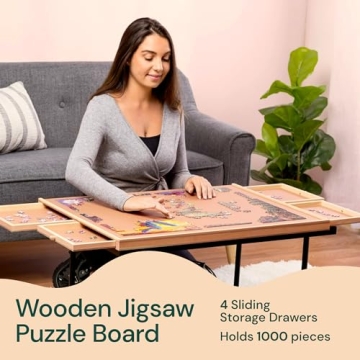 PlayVibe 1000 Piece Puzzle Board with Drawers and Cover