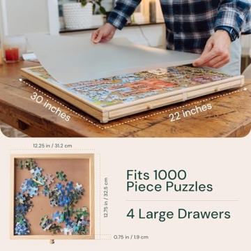 PlayVibe 1000 Piece Puzzle Board with Drawers and Cover