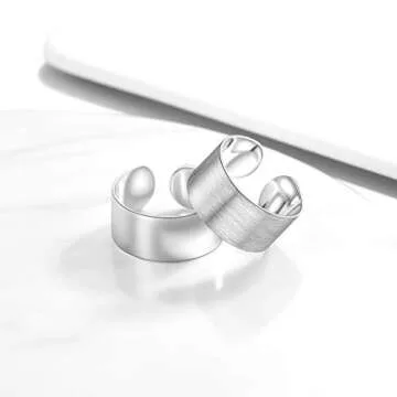 PROSTEEL 925 Sterling Silver Ring 10mm Flat Plain Wide Band Ring Adjustable Men Women Jewelry