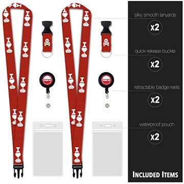 Cruise On Cruise Lanyard for Ship Cards - 2 Pack with ID Holder, Key Card Lanyard for Cruise Ship Cards Retractable Badge & Waterproof Cruise Card Holder - Cruise Essentials 2024 & 2025 (Red)