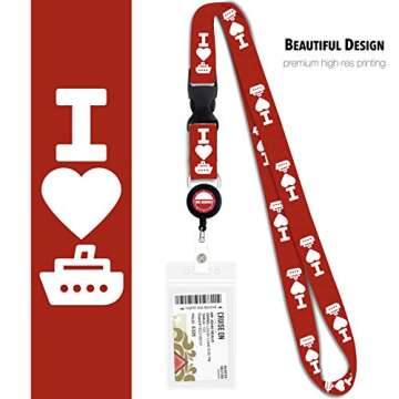 Cruise On Cruise Lanyard for Ship Cards - 2 Pack with ID Holder, Key Card Lanyard for Cruise Ship Cards Retractable Badge & Waterproof Cruise Card Holder - Cruise Essentials 2024 & 2025 (Red)