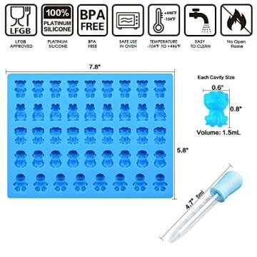 Silicone Candy Gummy Bear Molds - Chocolate Molds Including Bears, Frogs, Lions, Monkeys, Penguins G...