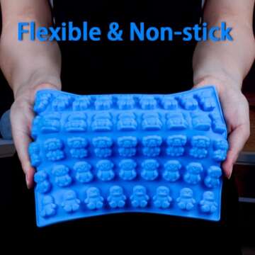 Silicone Candy Gummy Bear Molds - Chocolate Molds Including Bears, Frogs, Lions, Monkeys, Penguins Gummie Molds Premium Silicone, Pack of 4 with 2 Droppers