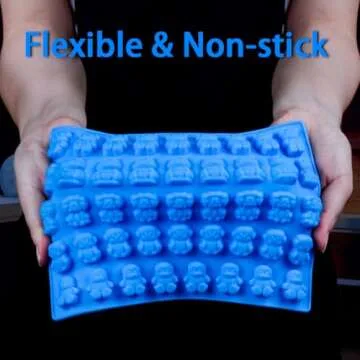 Silicone Candy Gummy Bear Molds - Chocolate Molds Including Bears, Frogs, Lions, Monkeys, Penguins Gummie Molds Premium Silicone, Pack of 4 with 2 Droppers