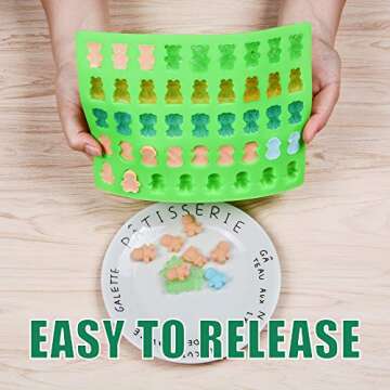 Silicone Candy Gummy Bear Molds - Chocolate Molds Including Bears, Frogs, Lions, Monkeys, Penguins Gummie Molds Premium Silicone, Pack of 4 with 2 Droppers