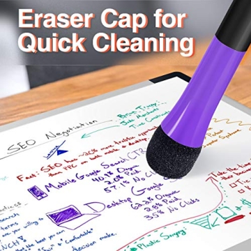 Fine Tip Dry Erase Markers with Magnetic Eraser - 12 Colors