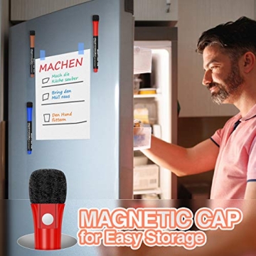 Fine Tip Dry Erase Markers with Magnetic Eraser - 12 Colors