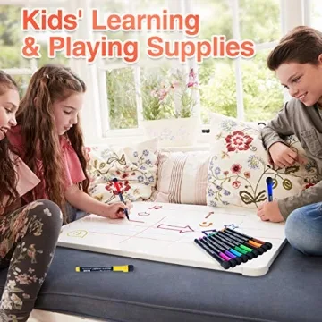 Fine Tip Dry Erase Markers with Magnetic Eraser - 12 Colors