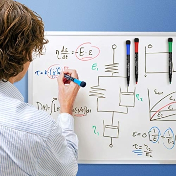 Fine Tip Dry Erase Markers with Magnetic Eraser - 12 Colors