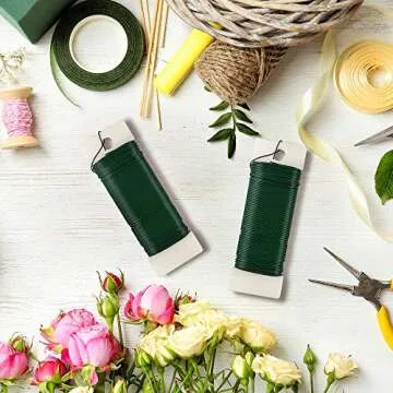 Paddle Wire, 3 Pack 114 Yards 22-Gauge Green Flexible Paddle Wire for DIY Crafts, Christmas Tree, Wreaths, Garland and Floral Flower Arrangements