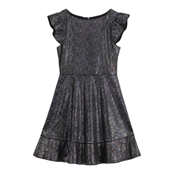 Charming Zac Posen Girls' Party Dress with Ruffle Sleeves and Shimmering Design, Size 7