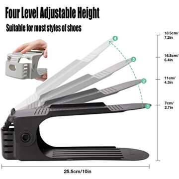 RISETEX 12 Pack Shoe Slots Organizer, Adjustable Double Layer Shoe Stack Sandals Rack, 50% Space-Sav...