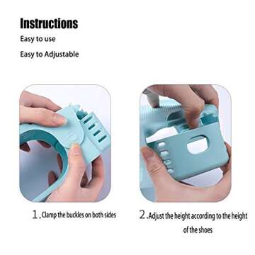 RISETEX 12 Pack Shoe Slots Organizer, Adjustable Double Layer Shoe Stack Sandals Rack, 50% Space-Saving Storage Shoe Stacker Holder for Closet Organization