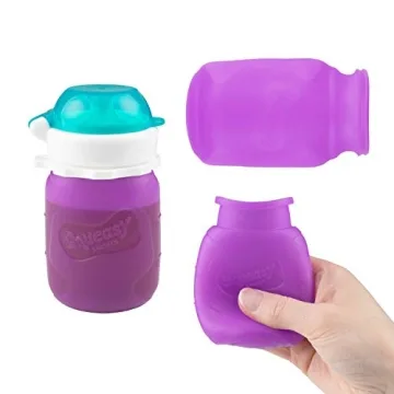 Purple 3.5 oz Reusable Silicone Snack Pouch for Kids