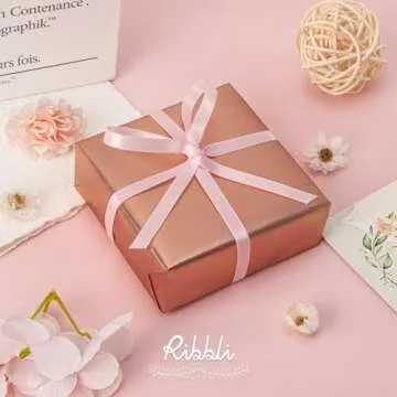 Ribbli Double Faced Light Pink Baby Pink Satin Ribbon,1/4” x Continuous 25 Yards,Use for Bows Bouquet,Gift Wrapping,Baby Shower,Floral Arrangement