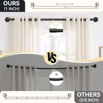 1 Inch Heavy Duty Blackout Curtain Rods for Windows, Industrial Pipe Wrap Around Room Divider Decorative Curtain Rods Wall Mount & Ceiling Mount, Black, 168-240 Inch