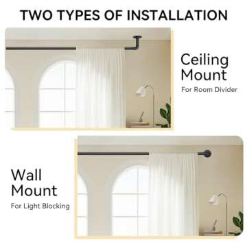 1 Inch Heavy Duty Blackout Curtain Rods for Windows, Industrial Pipe Wrap Around Room Divider Decorative Curtain Rods Wall Mount & Ceiling Mount, Black, 168-240 Inch