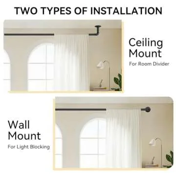 1 Inch Heavy Duty Blackout Curtain Rods for Windows, Industrial Pipe Wrap Around Room Divider Decorative Curtain Rods Wall Mount & Ceiling Mount, Black, 168-240 Inch