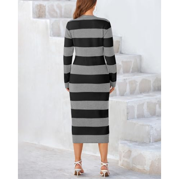 PRETTYGARDEN Women's Fall Long Sleeve V-Neck Sweater Dress