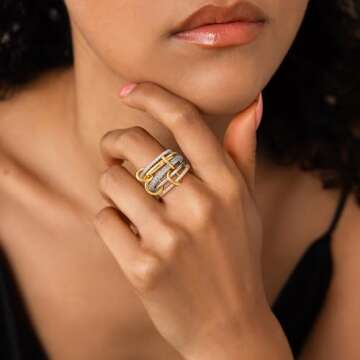 Eaciy Gold Stackable Rings for Women - Elegant Multi-Metal Set