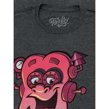 Tee Luv Men's Franken Berry Monster Cereal T-Shirt, Dark Charcoal Heather, L