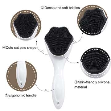 Silicone Face Scrubber Exfoliating Brush, Beomeen 2 Pack Manual Handheld Facial Cleansing Brush Blac...
