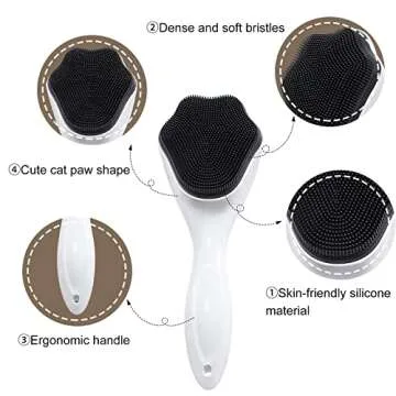 Silicone Face Scrubber Exfoliating Brush, Beomeen 2 Pack Manual Handheld Facial Cleansing Brush Blac...