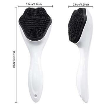 Silicone Face Scrubber Exfoliating Brush, Beomeen 2 Pack Manual Handheld Facial Cleansing Brush Blackhead Scrubber, Soft Bristles Waterproof for Face Skincare (Black White)