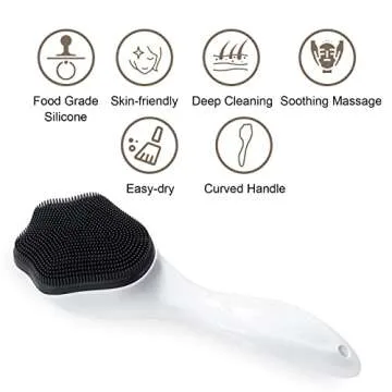 Silicone Face Scrubber Exfoliating Brush, Beomeen 2 Pack Manual Handheld Facial Cleansing Brush Blackhead Scrubber, Soft Bristles Waterproof for Face Skincare (Black White)
