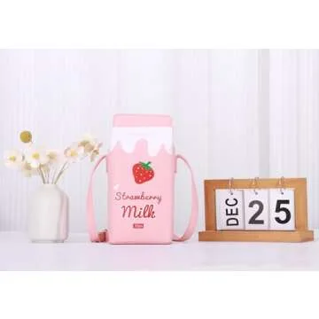 LUI SUI Fruits Banana Strawberry Milk Box Cross Body Purse Bag Women Phone Wallet Shoulder Bags