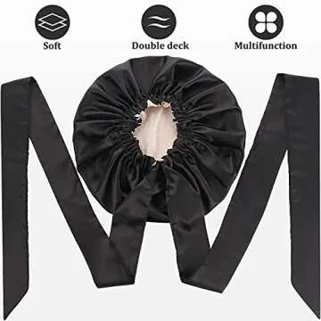 Satin Bonnet for Black Women, Silk Bonnet for Curly Hair Wraps for Sleeping, Satin Scarf for Hair Wrapping at Night