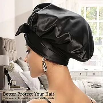 Satin Bonnet for Black Women, Silk Bonnet for Curly Hair Wraps for Sleeping, Satin Scarf for Hair Wrapping at Night
