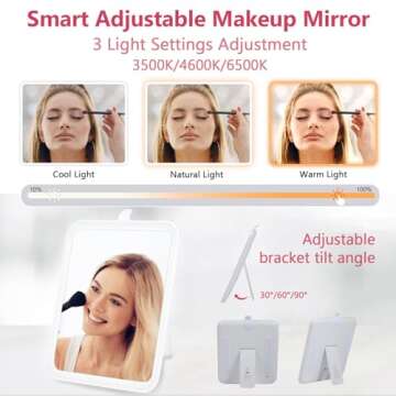 GERYUAEG Travel Makeup Bag with Mirror of LED Lighted, Rechargeable Cosmetic Train Case Artist Makeu...