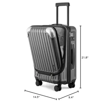 LEVEL8 Grace 20 Inch Carry On Luggage in Grey with TSA Lock