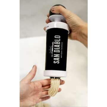 San Diablo Artisan Churros - Gourmet Kitchen Gadget w/hollow nozzle for filled churros + 8 other nozzles + FREE e-book of recipes from top chefs and foodies