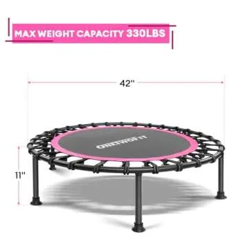 ONETWOFIT 42" Rebounder Trampoline - Indoor Silent Bungee Workout for Adults