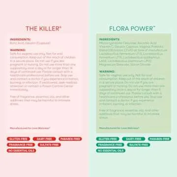 Love Wellness The Killer & Flora Power | Vaginal Suppository Duo with Probiotics, Vitamin C & Boric ...