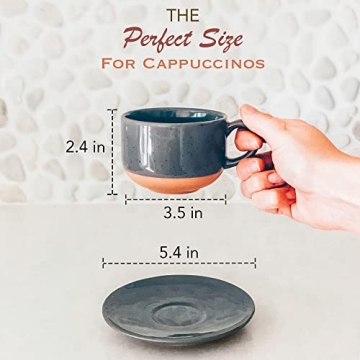 Mora 8oz Cappuccino Mug Set - Microwave Safe Ceramic Cups