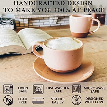 Mora 8oz Cappuccino Mug Set - Microwave Safe Ceramic Cups