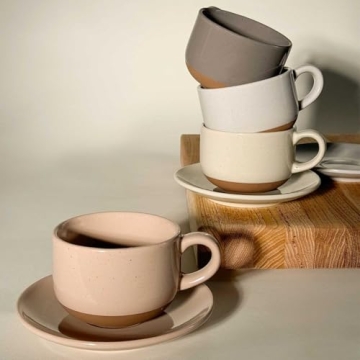 Mora 8oz Cappuccino Mug Set - Microwave Safe Ceramic Cups