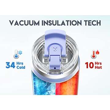 Meoky 40oz Tumbler with Handle, Stainless Steel Travel Mug with 2-in-1 Straw and Sip Lid, Vacuum Ins...