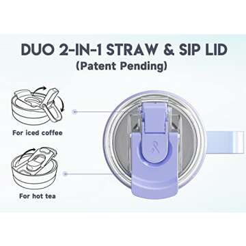 Meoky 40oz Tumbler with Handle, Stainless Steel Travel Mug with 2-in-1 Straw and Sip Lid, Vacuum Insulated Coffee Mug, 100% Leak Proof, Keeps Cold for 34 Hours or Hot for 10 Hours (Fairyland)