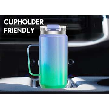 Meoky 40oz Tumbler with Handle, Stainless Steel Travel Mug with 2-in-1 Straw and Sip Lid, Vacuum Insulated Coffee Mug, 100% Leak Proof, Keeps Cold for 34 Hours or Hot for 10 Hours (Fairyland)